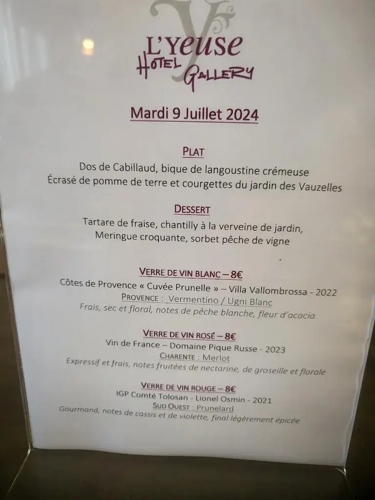 Menu_Restaurant @ Château de L'Yeuse_Châteaubernard_image_2