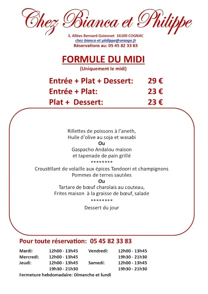 Restaurant "Chez Bianca et Philippe" Restaurant in Cognac