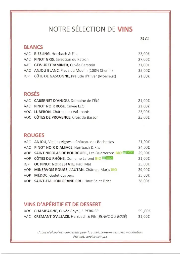 Menu_Auberge La Boucholière_Parthenay_image_1
