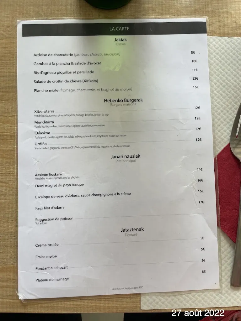 Menu_Les Arcades_Mauléon-Licharre_image_1