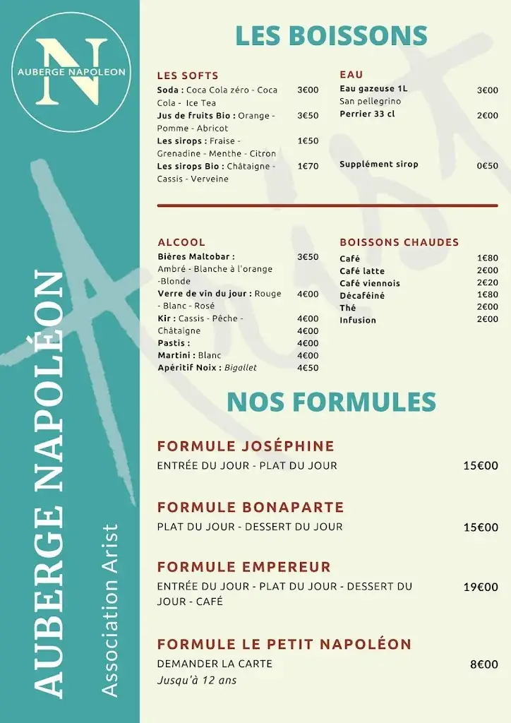 Menu_Auberge Napoléon Restaurant_Grenoble_imagen_1
