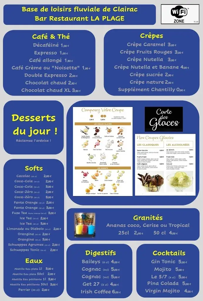 Menu_Restaurant bar Clairac plage_Clairac_image_2