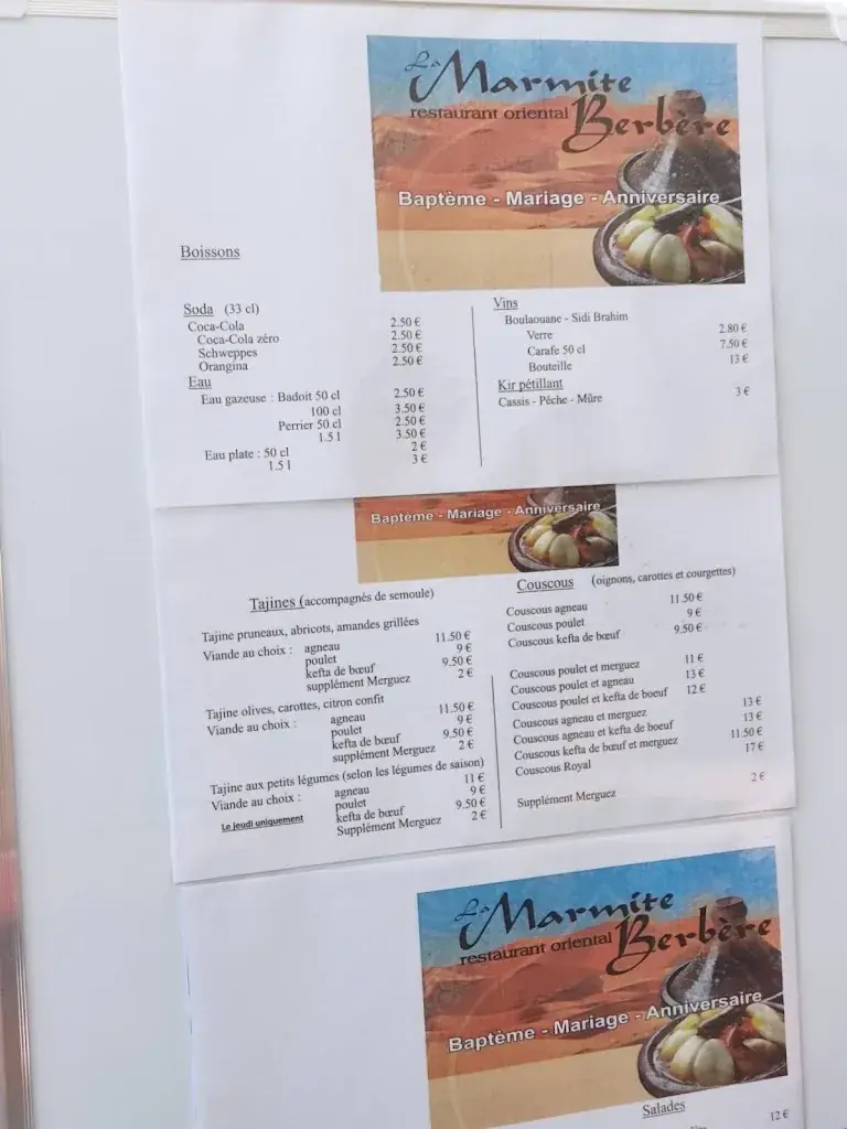Menu_La Marmite Berbère_Châtellerault_image_1