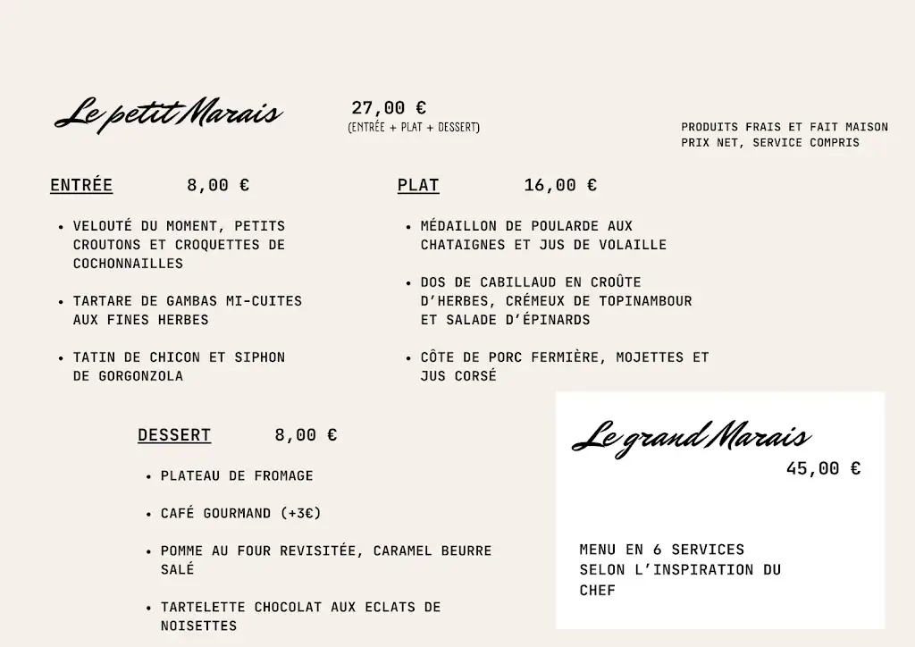 Menu_Le Marais restaurant_86400_image_1