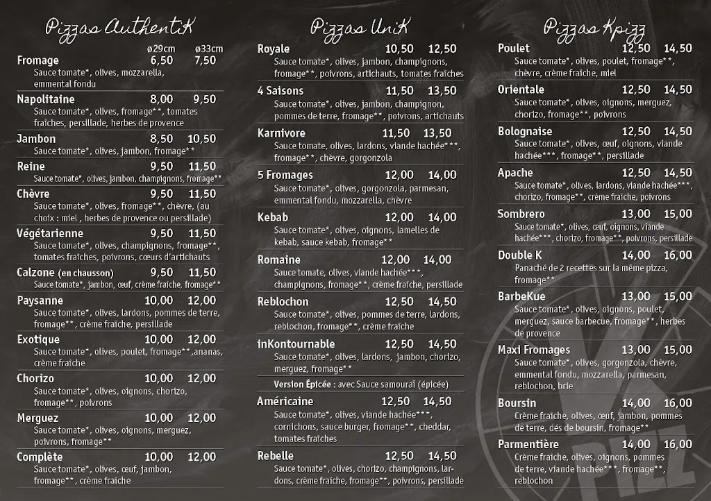 Menu_KPIZZ Courçon_Courçon_image_1