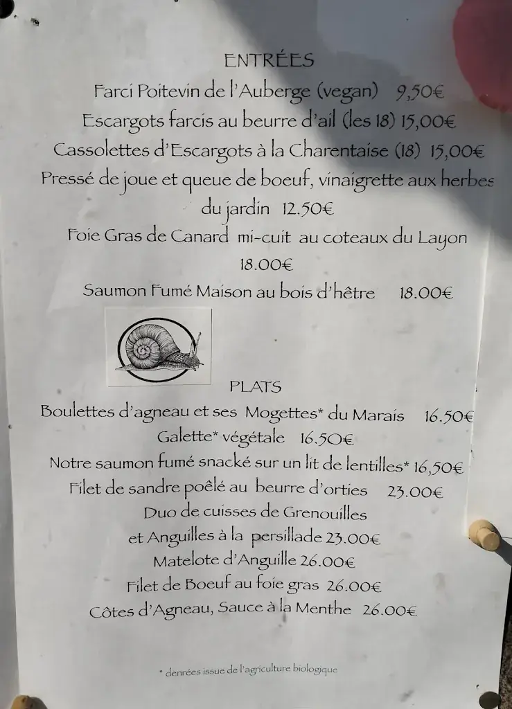 Menu_L' Auberge De L'Ecluse_Coulon_image_4