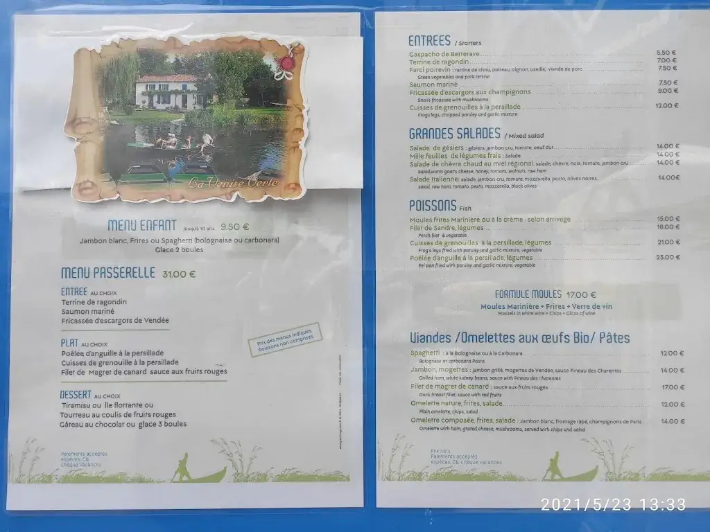 Menu_Restaurant La Passerelle à coulon, Spécialités locales et créations originales_Coulon_image_4