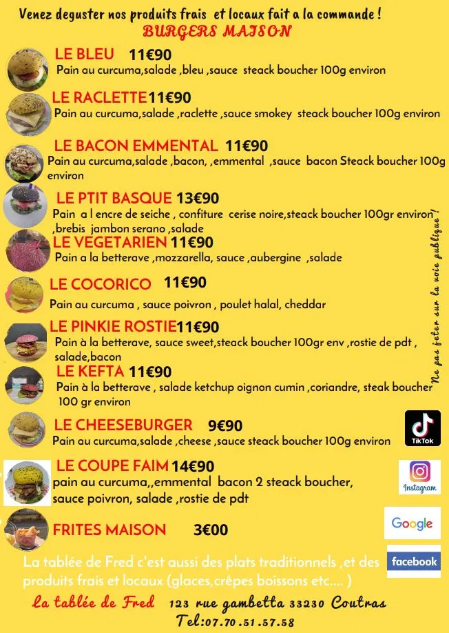Menu_LA TABLÉE DE FRED_Coutras_imagen_1