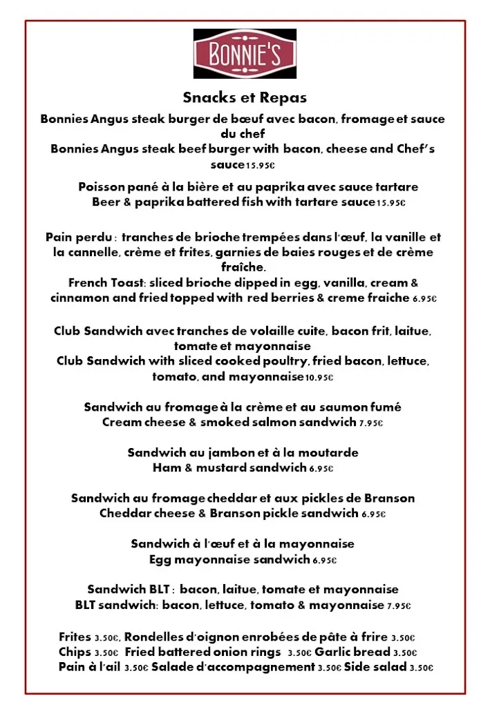 Menu_Bonnie's Restaurant Bistro, Bar & Salon de Thé_Coussac-Bonneval_image_1