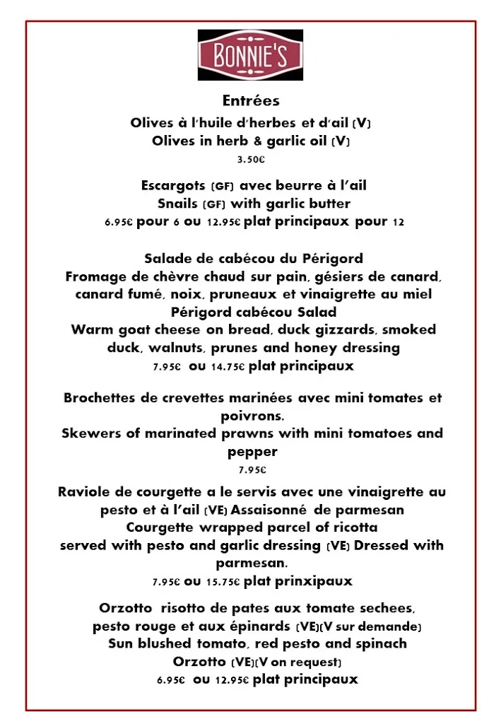 Menu_Bonnie's Restaurant Bistro, Bar & Salon de Thé_Coussac-Bonneval_image_2