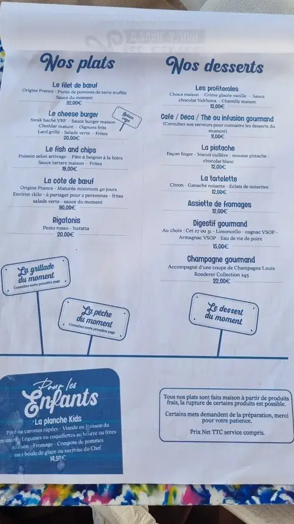Menu_La Crique - Suzac Beach House_Meschers-sur-Gironde_immagine_4
