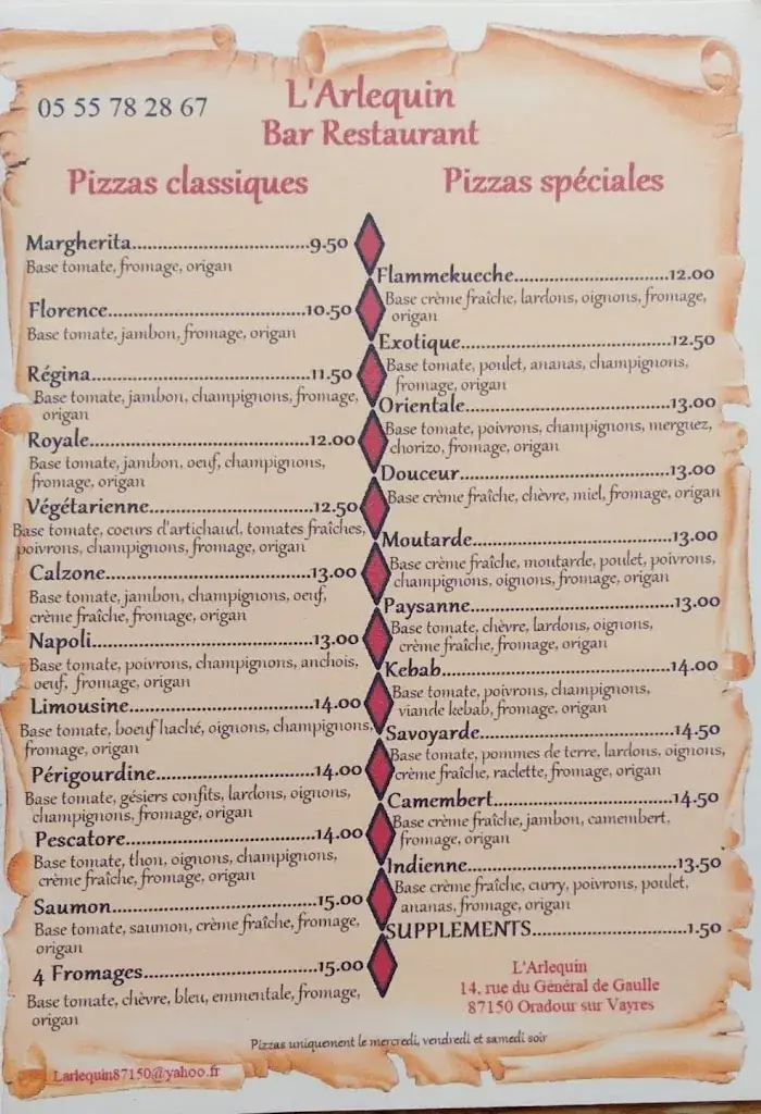 Menu_L'Arlequin Restaurant_Oradour-sur-Vayres_image_1