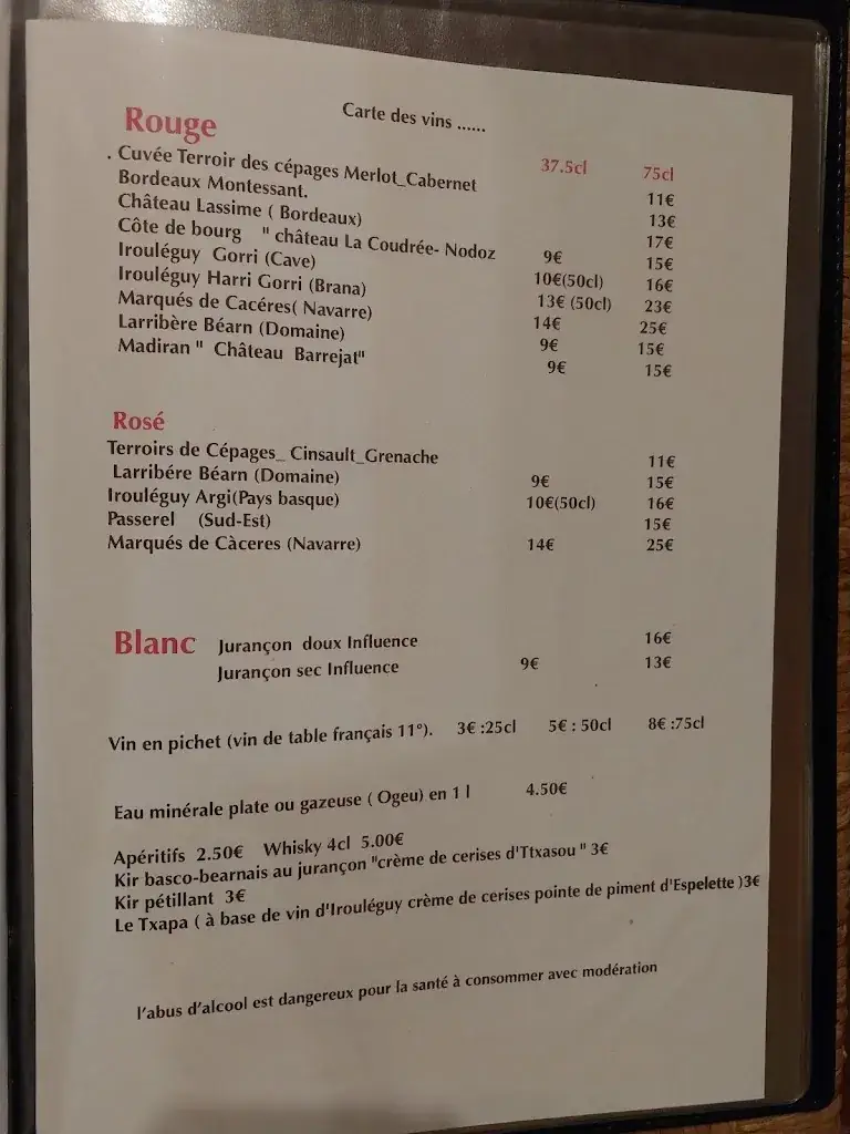 Menu_Restaurant des Pyrénées_Tardets-Sorholus_image_1