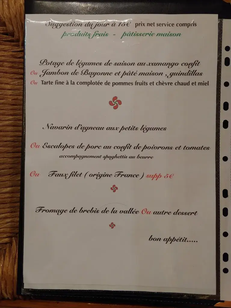 Menu_Restaurant des Pyrénées_Tardets-Sorholus_image_2