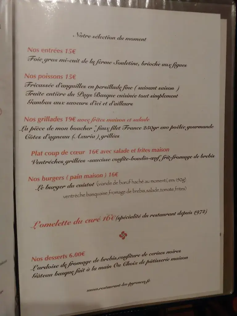Menu_Restaurant des Pyrénées_Tardets-Sorholus_image_4