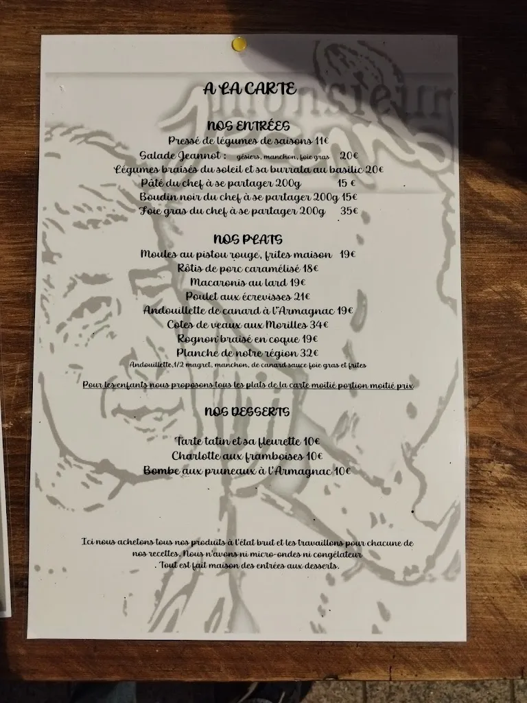 Menu_Monsieur Jeannot - Restaurant Cuisine Traditionnelle - 18 rue des Cornières 47000 Agen_Agen_image_3