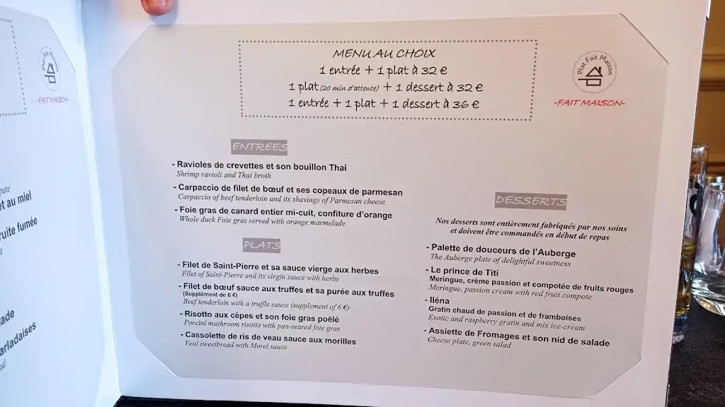 Menu_Auberge de la Rode_Domme_image_1