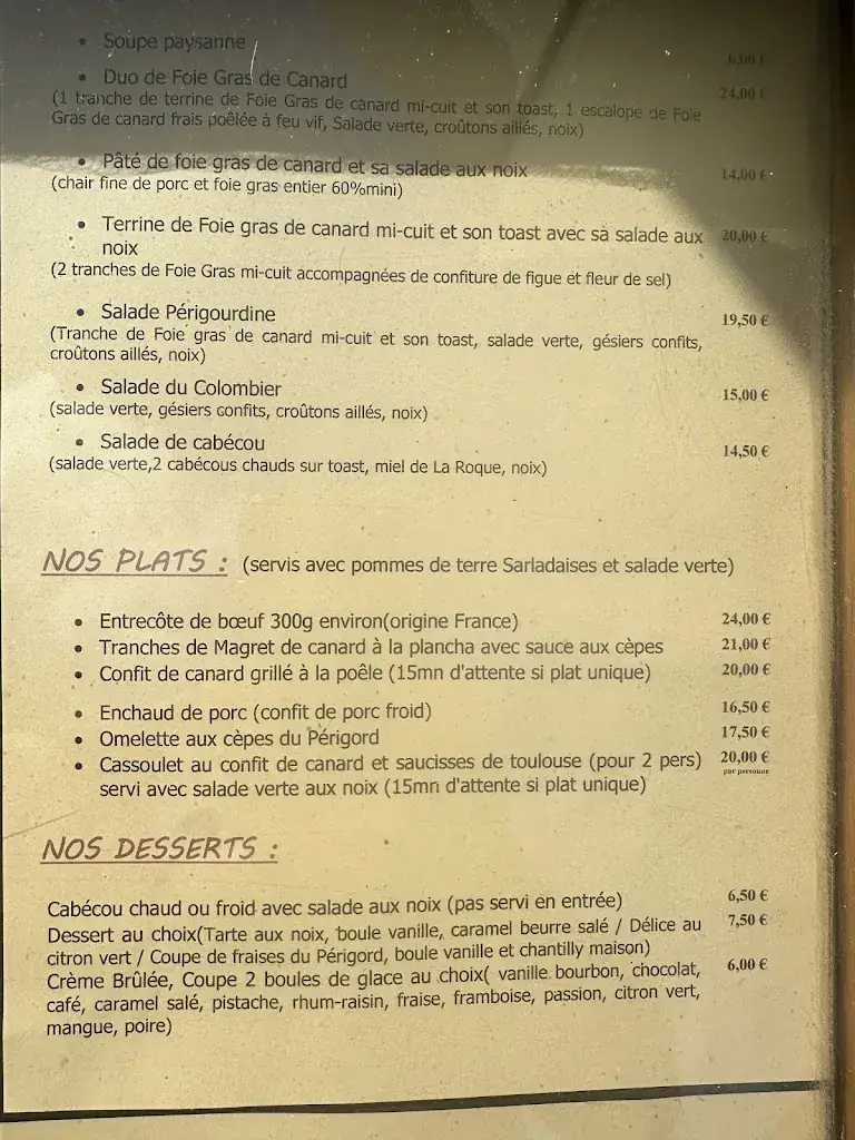 Menu_Auberge Le Colombier_Roque-Gageac_image_1