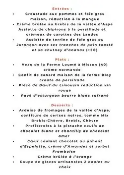 Menu_Restaurant Lou Caçairot_Dax_image_1