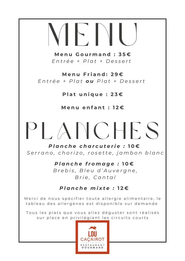Menu_Restaurant Lou Caçairot_Dax_image_2