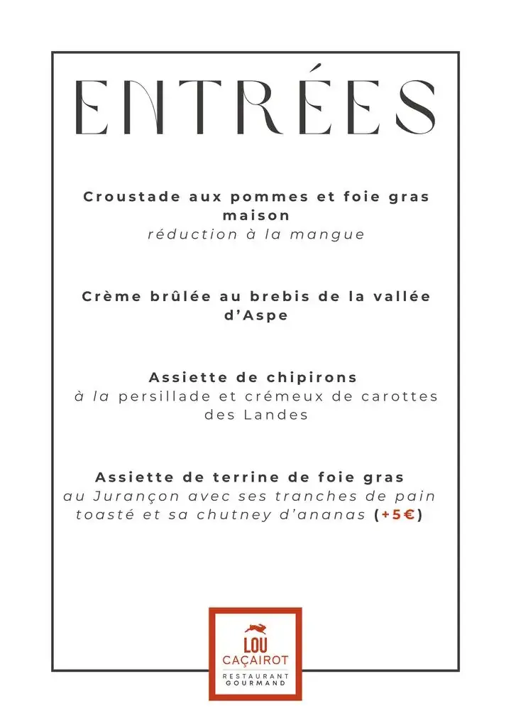 Menu_Restaurant Lou Caçairot_Dax_image_4