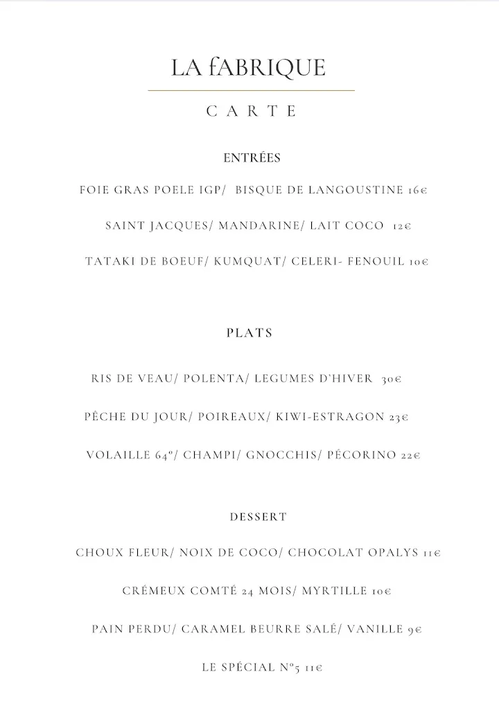 Menu_La Fabrique - cuisine libre_Dax_image_1