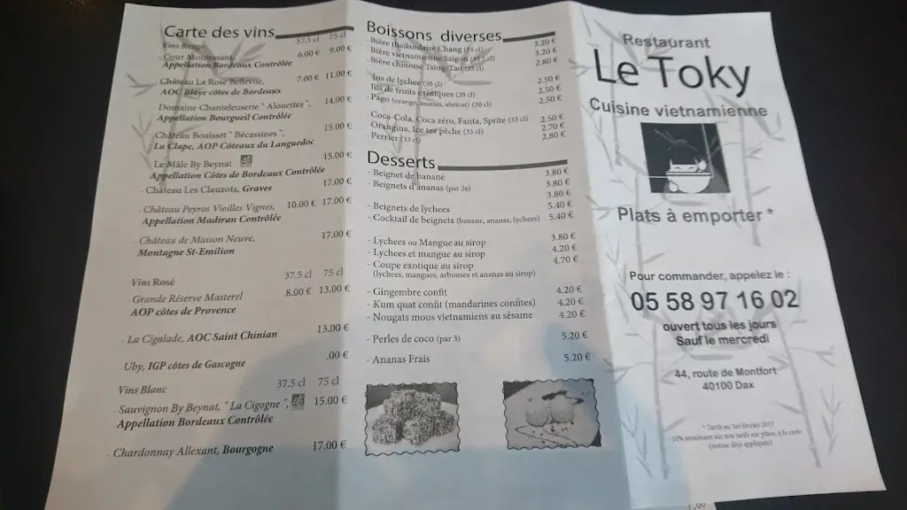 Menu_Restaurant le Toky_Dax_immagine_4