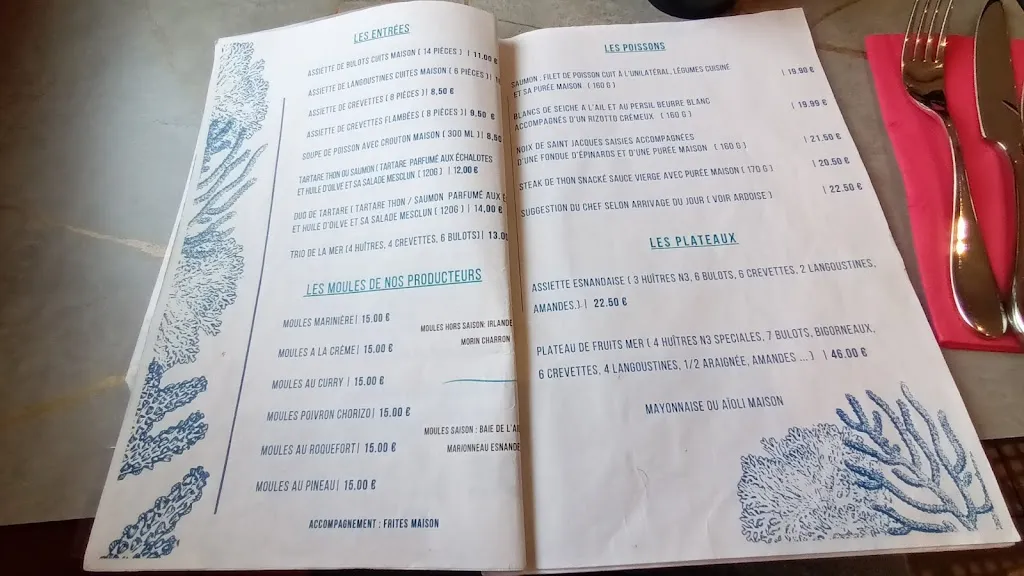 Menu_Les Viviers De L'Océan_Esnandes_image_3