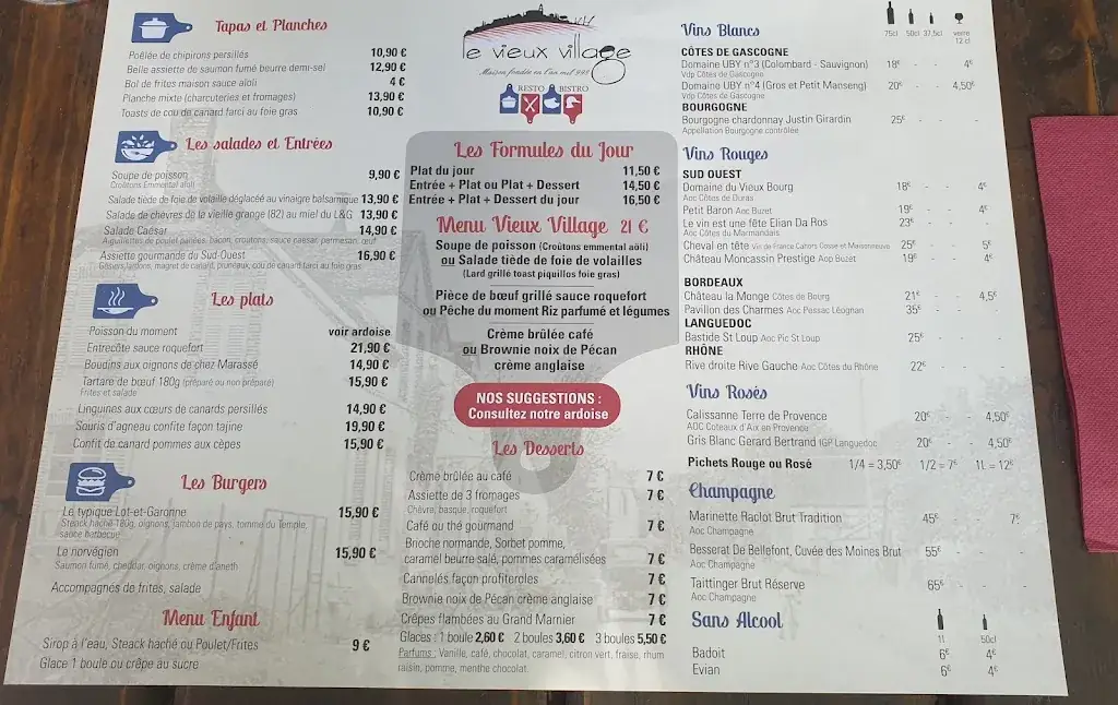 Menu_Le Vieux Village_Estillac_image_2