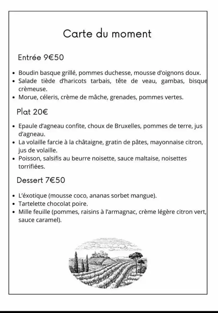 Menu_restaurant Ekaina_Égletons_imagen_1