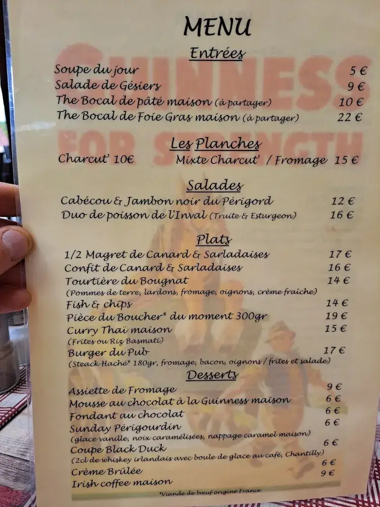 Menu_The Black Duck_Saint-Crépin-et-Carlucet_image_1