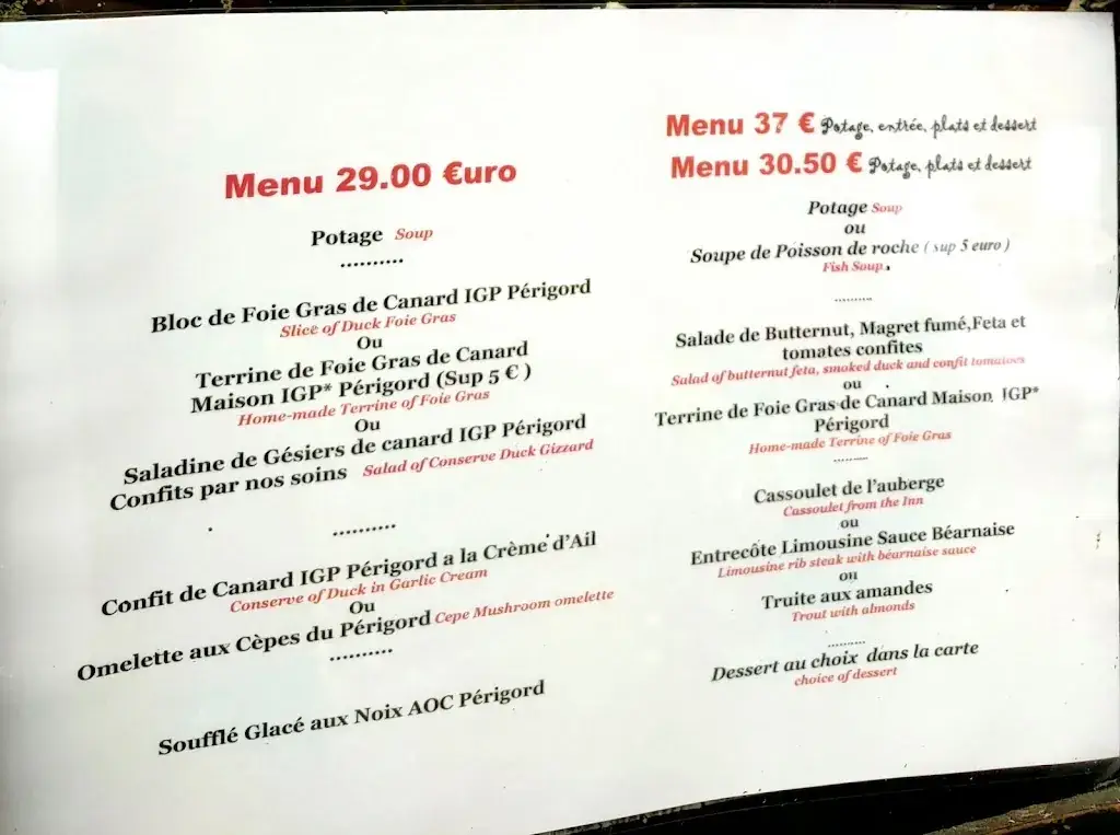 Menu_Auberge du Parc_Hautefort_image_1