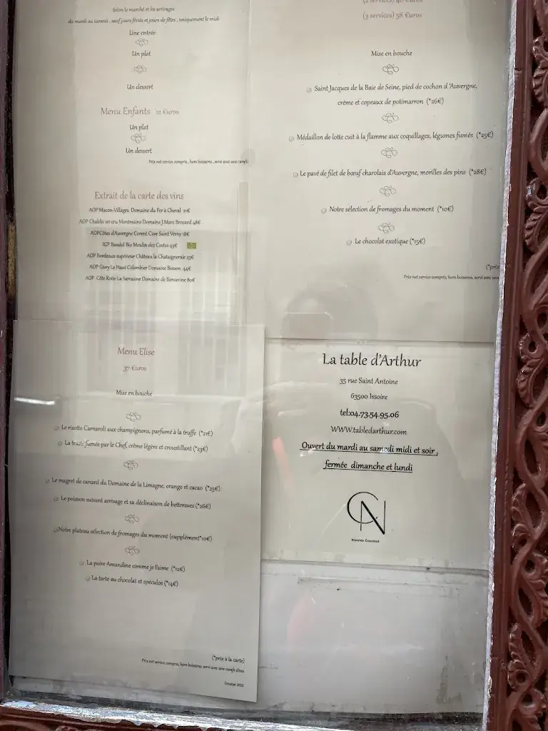 Menü_La Table d'Arthur_Issoire_Bild_1