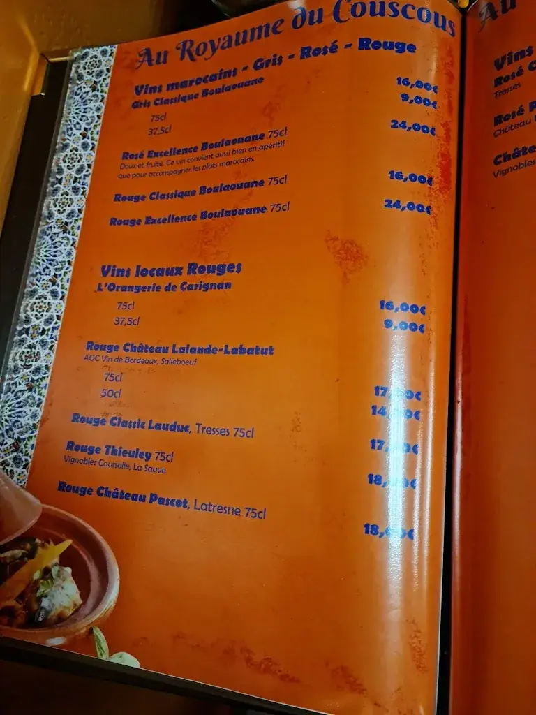 Menu_Au Royaume du Couscous_Fargues-Saint-Hilaire_image_4