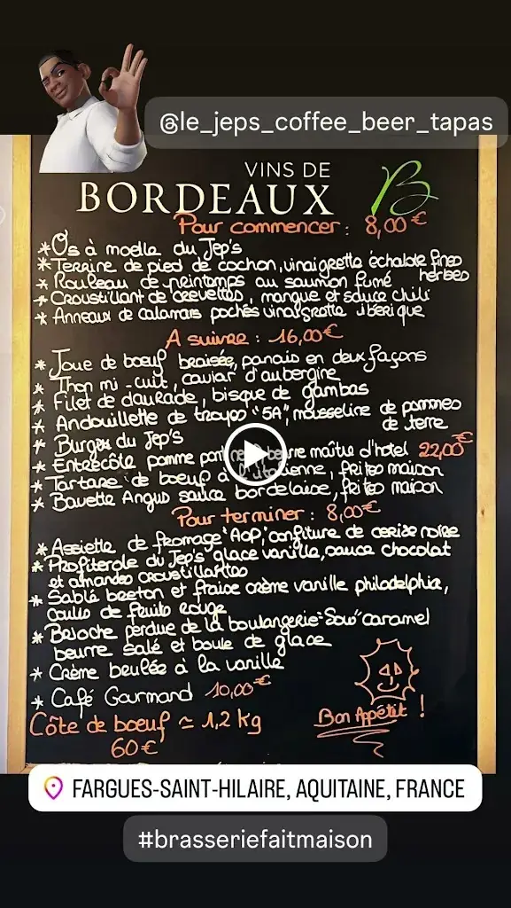 Menu_Brasserie 7/7 Tabac Le Jep's coffee beer tapas_Fargues-Saint-Hilaire_image_1