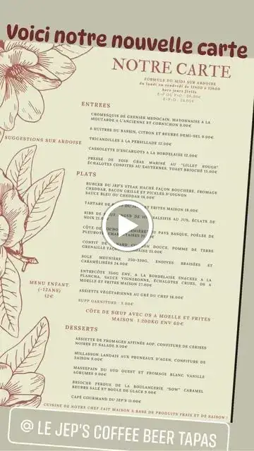 Menu_Brasserie 7/7 Tabac Le Jep's coffee beer tapas_Fargues-Saint-Hilaire_image_3