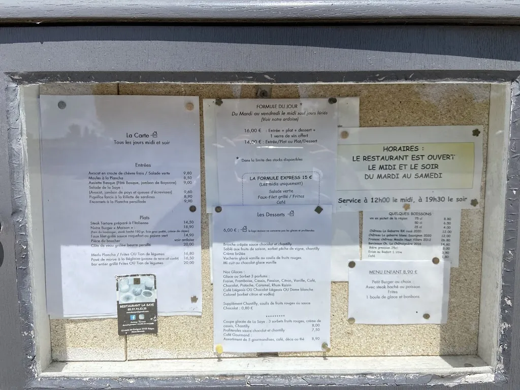 Menu_Restaurant la Saye_Galgon_image_1