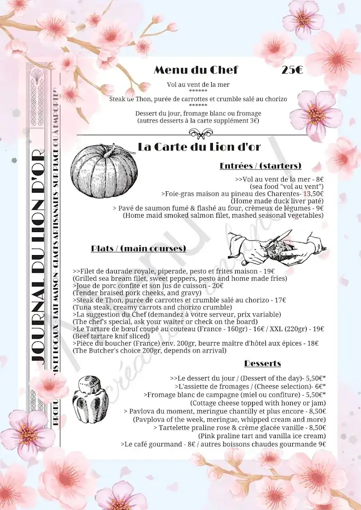 Menu_Hôtel Restaurant Le Lion d'Or_Gémozac_image_3