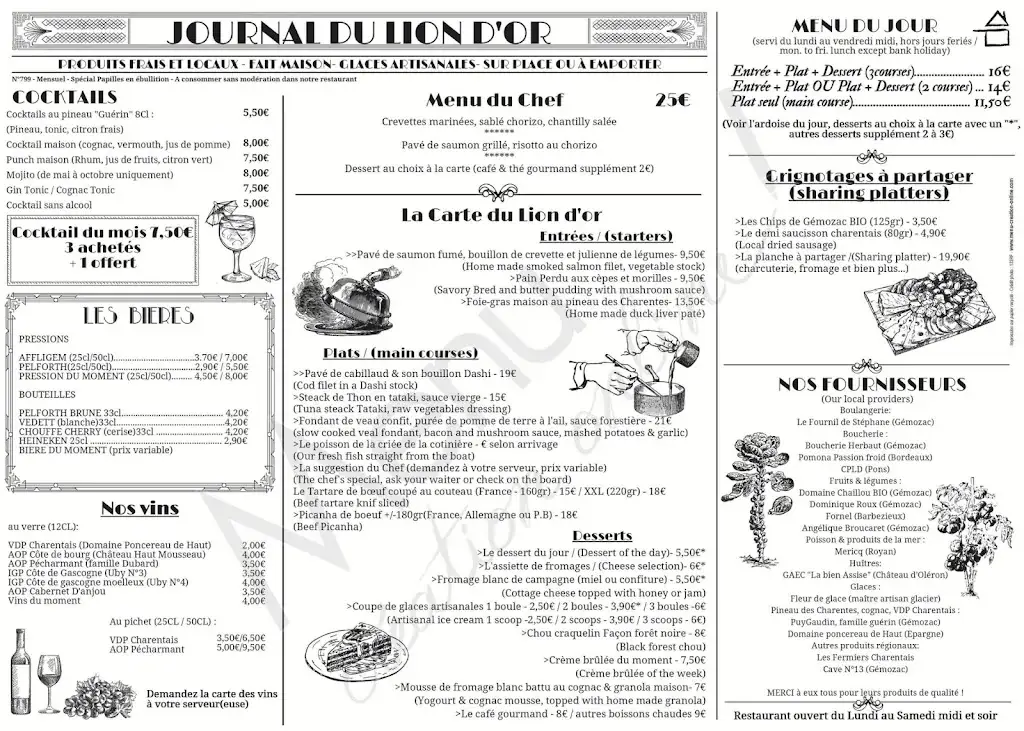 Menu_Hôtel Restaurant Le Lion d'Or_Gémozac_image_4