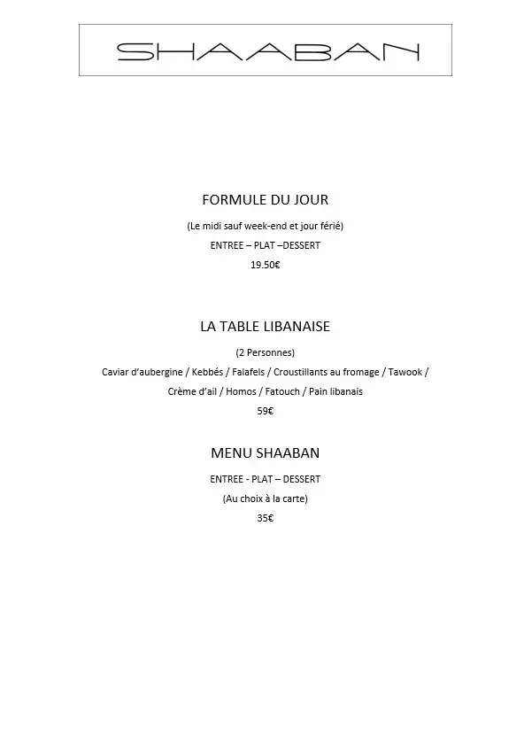 Menu_Shaaban restaurant_Gradignan_image_3