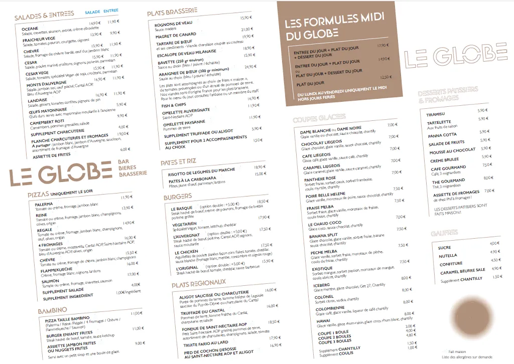 Menu_Brasserie le Globe_Issoire_immagine_1