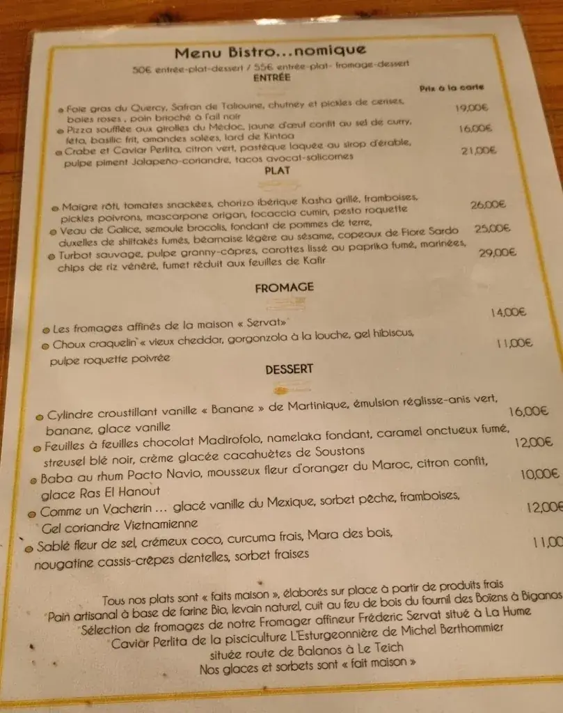 Menu_Bistro'50 - Restaurant Bistronomique - Bassin d'Arcachon_Gujan-Mestras_image_2