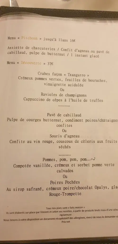 Menu_Bernie Et Vincent Table Gourmande_Oeyreluy_immagine_1