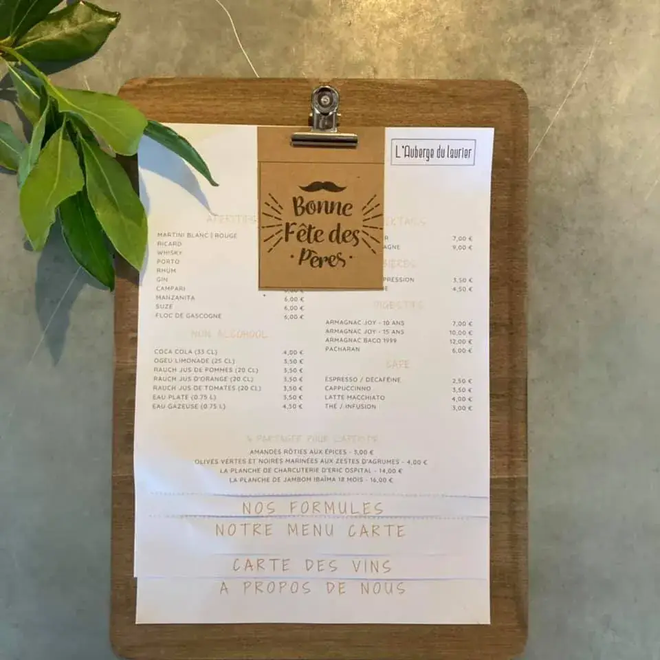 Menu_L'Auberge du laurier_Saint-Cricq-Chalosse_image_1