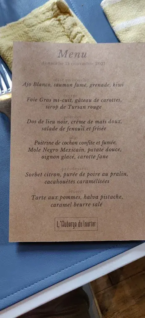 Menu_L'Auberge du laurier_Saint-Cricq-Chalosse_image_3