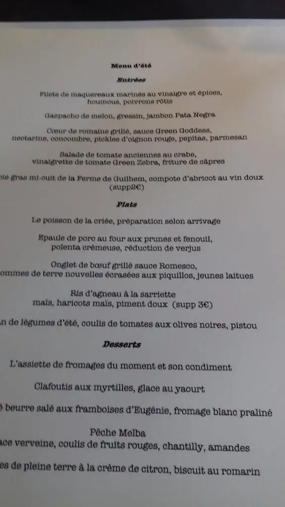 Menu_L'Auberge du laurier_Saint-Cricq-Chalosse_image_4