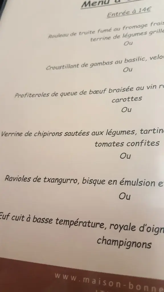 Menu_Maison Bonnet Itxassou_Itxassou_immagine_3