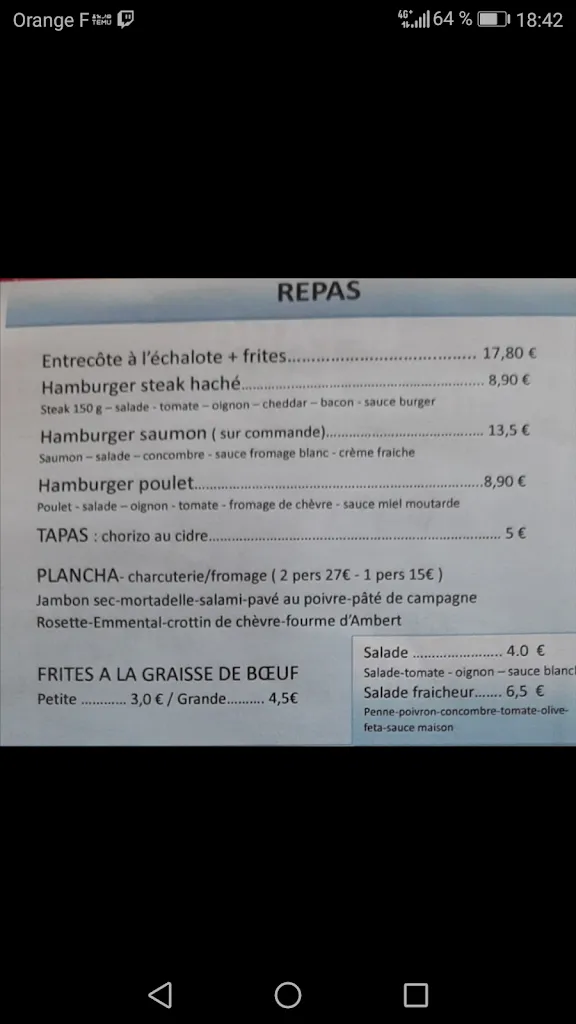 Menu_LE PATIO à Hourtin_Hourtin_immagine_2