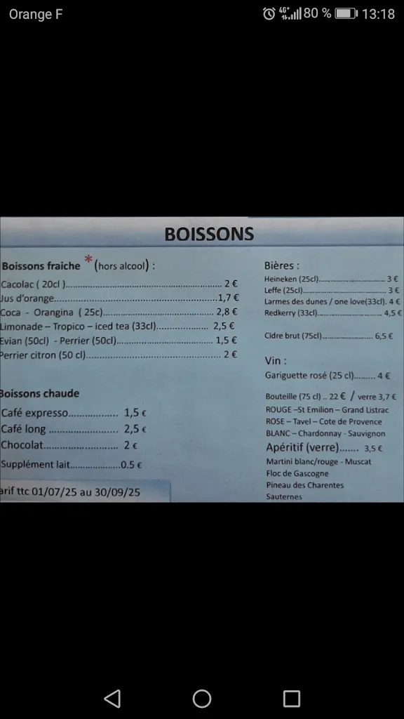 Menu_LE PATIO à Hourtin_Hourtin_immagine_3