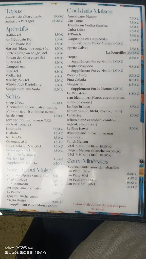 Menu_Restaurant le piqueyrot_Hourtin_image_1